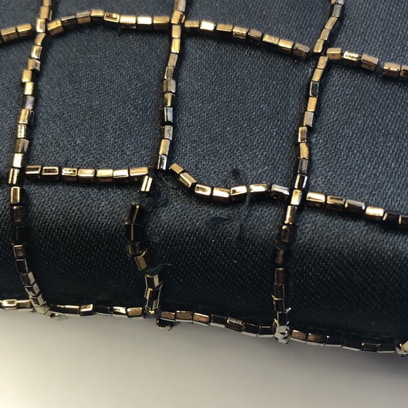 Black Clutch purse with silver gold grey sequins - Picture 5 of 6